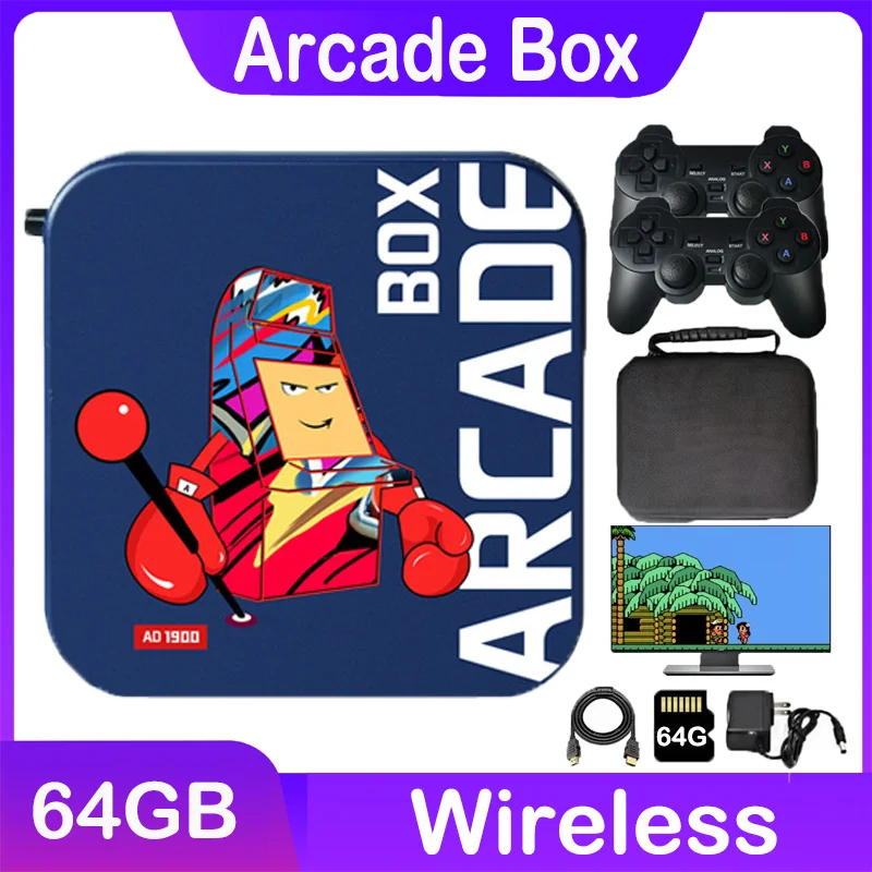 

Arcade Box 64GB 33000+Games Classics Retro Game Console Double Battle Video Game Console for PS1/DC/EMI , 4K HD Screen