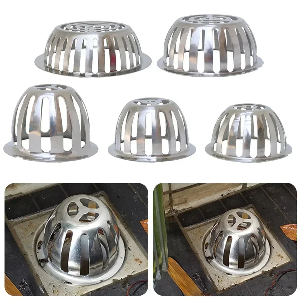 Eeatop สแตนเลสกลางแจ้งระเบียงชั้นท่อระบายน้ําระบายน้ํารอบ Anti-clogging ท่อระบายน้ําชั้น Rain Strainer ท่อหมวก 1