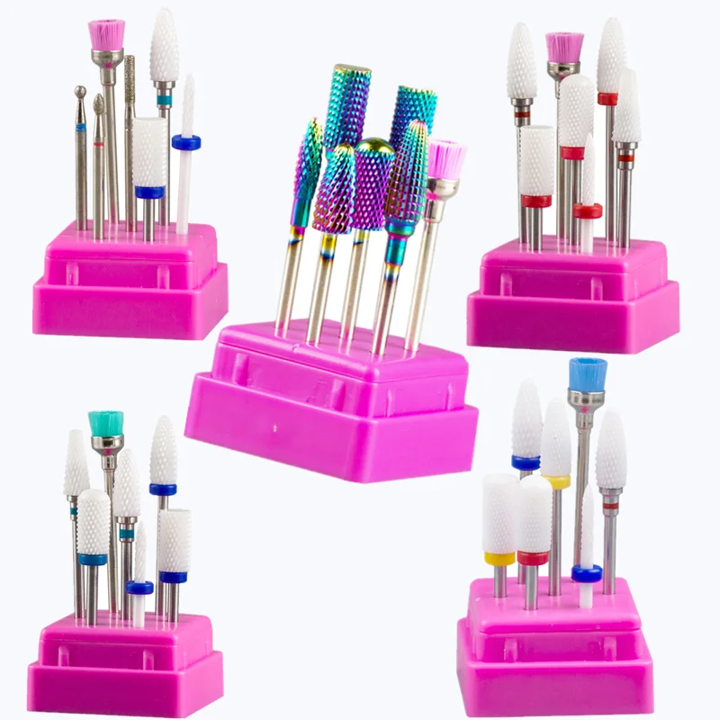 7pcs Nail Art Tungsten Steel Milling Cutter Set Ceramic Nail Drill Bit Electric Drill Nail Machine Pedicure Tool Accessories 6