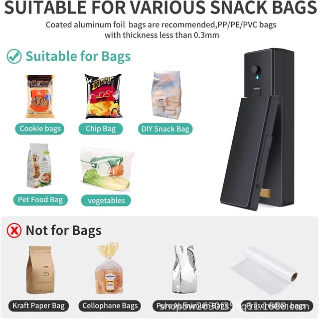 Hőfókoló Usb Újratelepíthető Mini Tömítőgép Tároló Táska Matrica Pecsét Élelmezés Snack Konyhai Ség - Image 6
