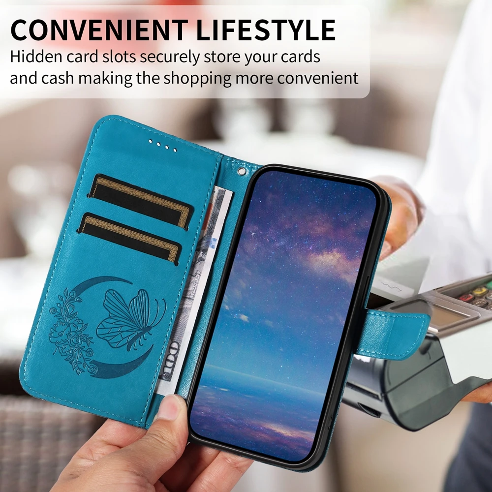 Butterfly Design Leather PU Flip Wallet Case Cover