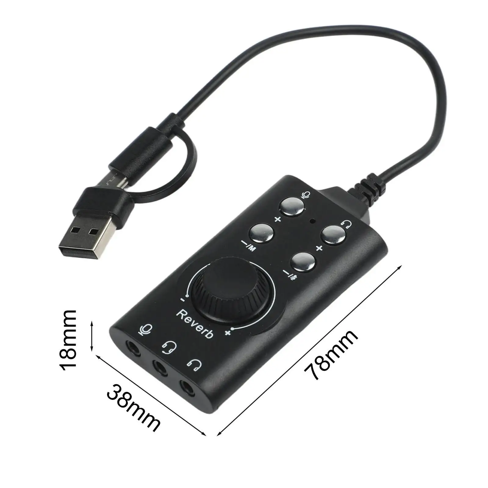 USB-3.5mm 사운드 어댑터(가상 7.1 서라운드 사운드 포함) 휴대용 오디오 솔루션을 위한 컴팩트하고 가벼운 디자인