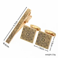 Classic men's French shirt cufflinks tie clip set high-quality metal love rose print clip cuffs buttons suit accessories jewelry 6