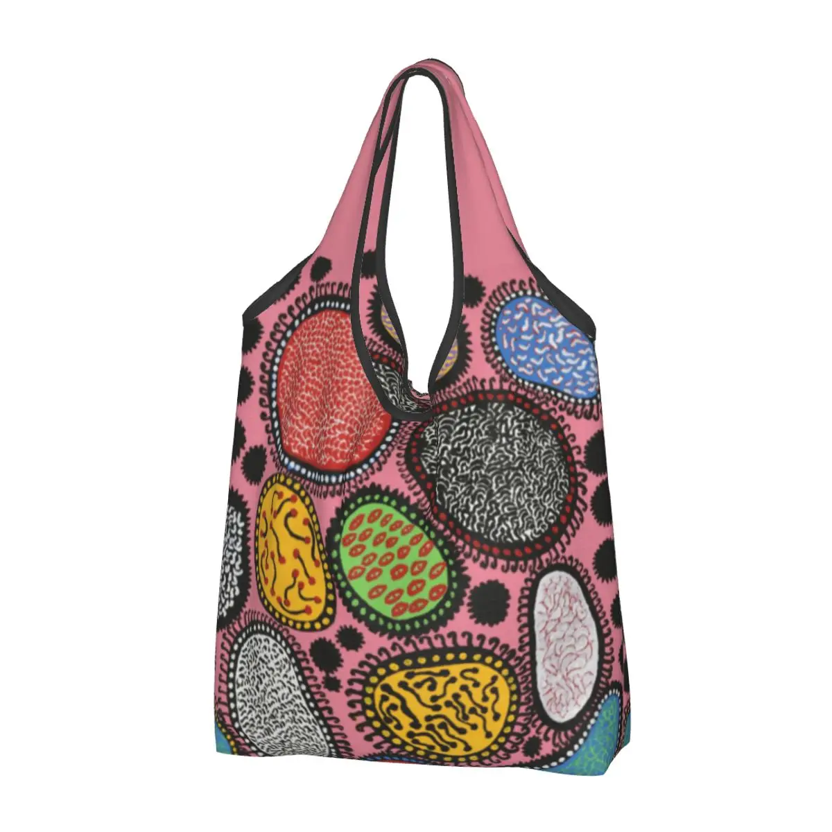 

Большие Многоразовые Пакеты для продуктов Yayoi Kusama, несколько микробов, перерабатываемые складные экологически чистые пакеты для покупок, моющиеся, легкие
