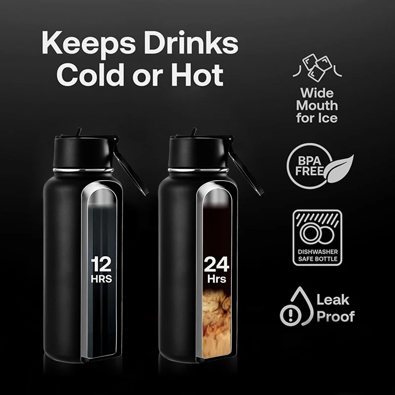 32oz New Outdoor Stainless Steel Vacuum Flasks Luxury Water Bottles With Phone Holder Magnet for Metal Ring
