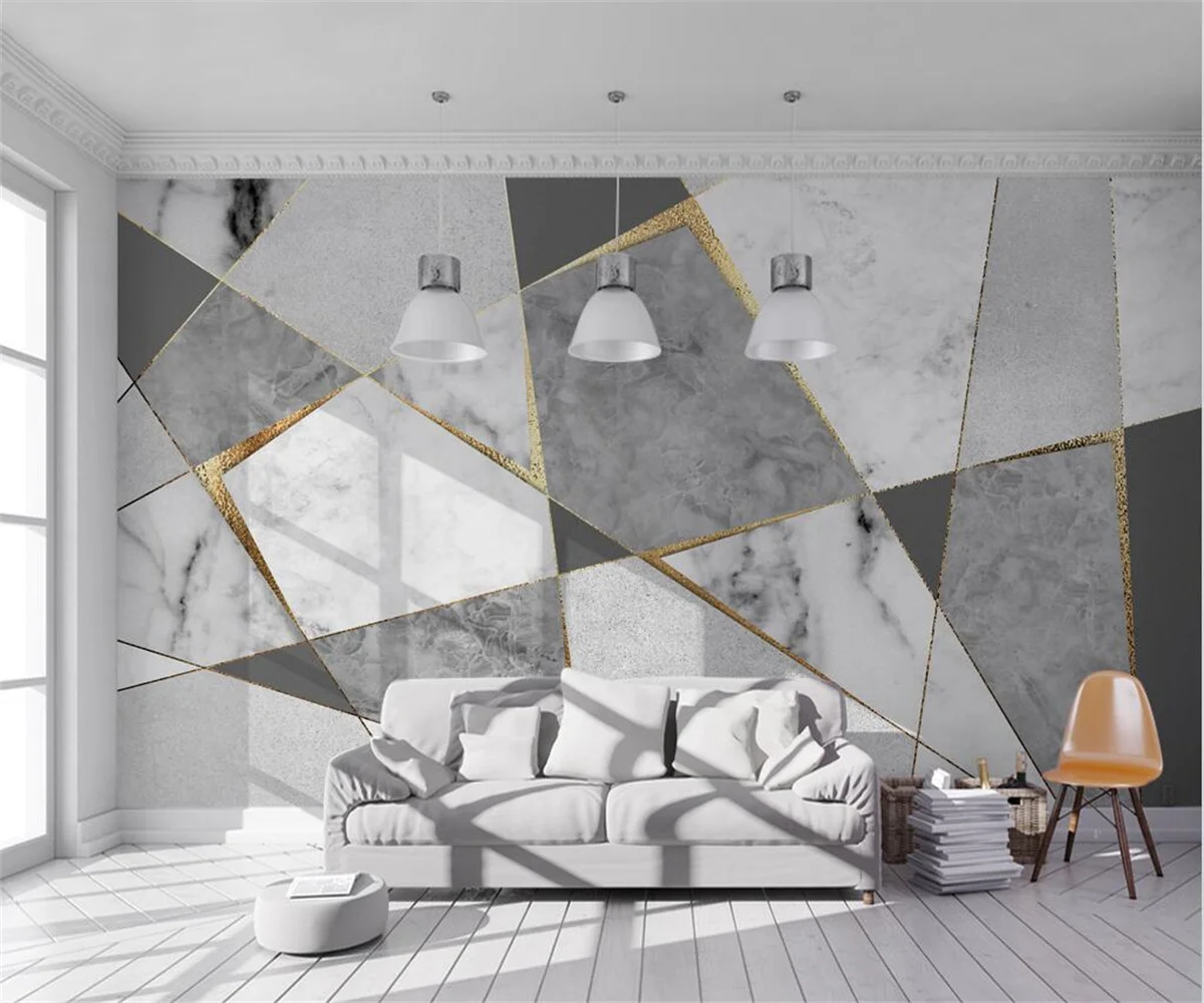 

Custom wallpaper modern minimalist abstract geometric marble bedroom study background wall 3d wallpaper papier peint