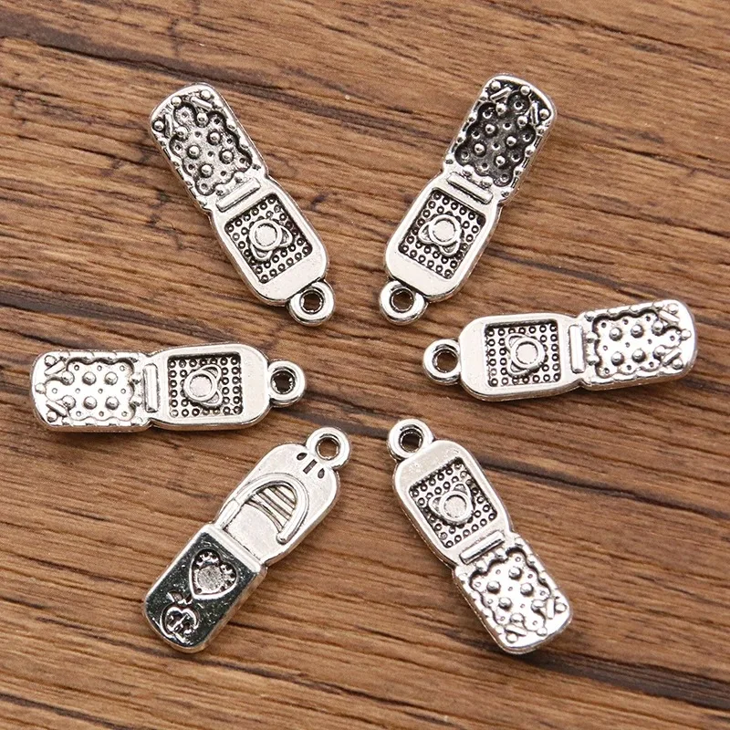 10개입 9*27mm 사진 컬러 휴대폰 참 장식 메탈 합금 DIY 목걸이 팔찌 귀걸이 마킹