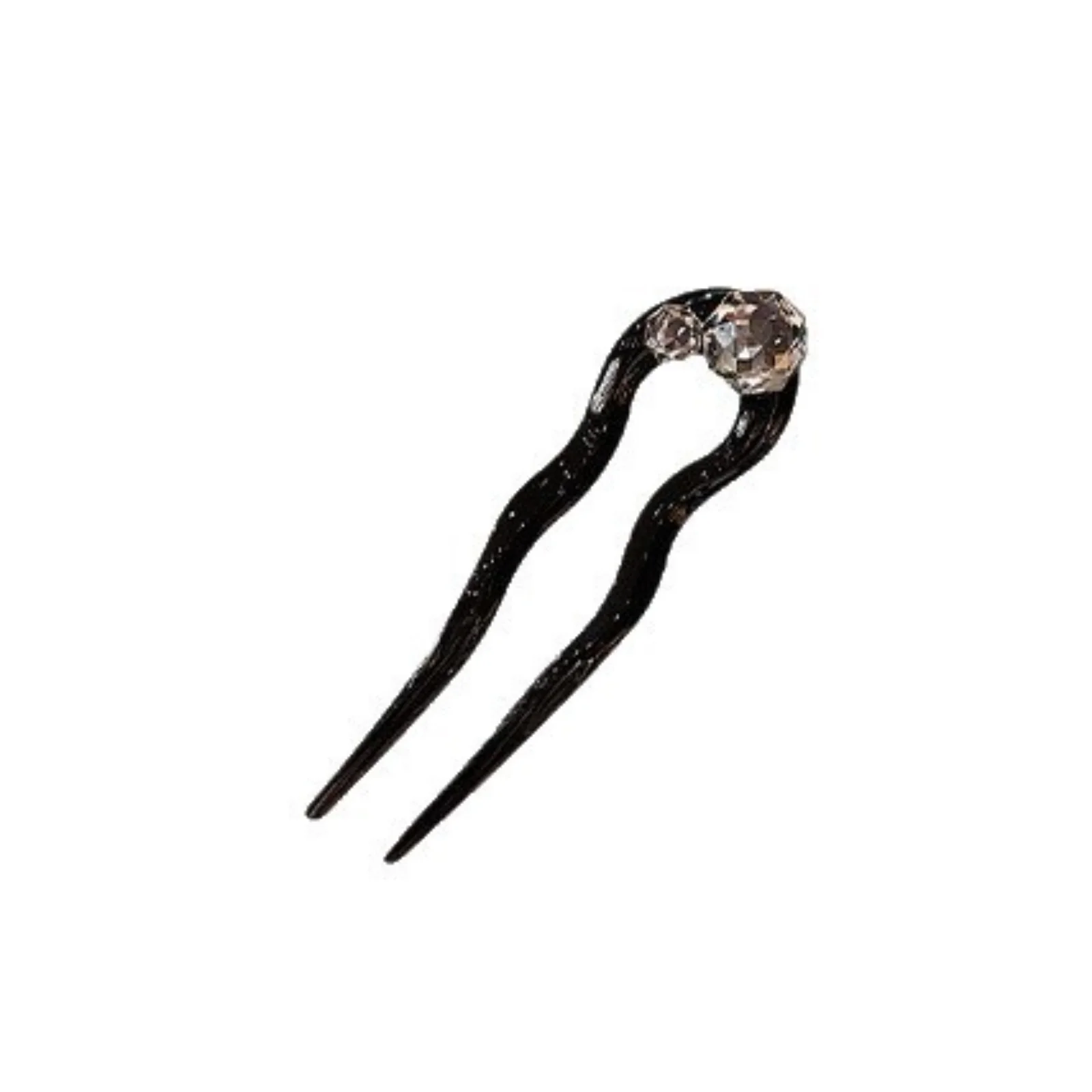 1PC Crystal Hair Fork,Black Glossy Hair Stick With Rhinestone,Elegant Vintage Hair Pin For Women, Minimalist Chic Hair Accessory