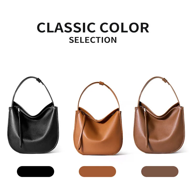 Lazy Style Big Bag cowhide leather bag luxury handbags Casual Large Capacity Shoulder Crossbody Bag Solid Color Women's Bag