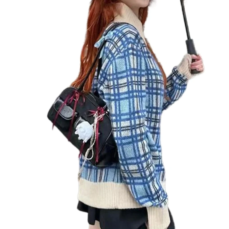 Stylish Shoulder Bag with Multiple Pockets PU Underarm Handbag for Easy Carrying