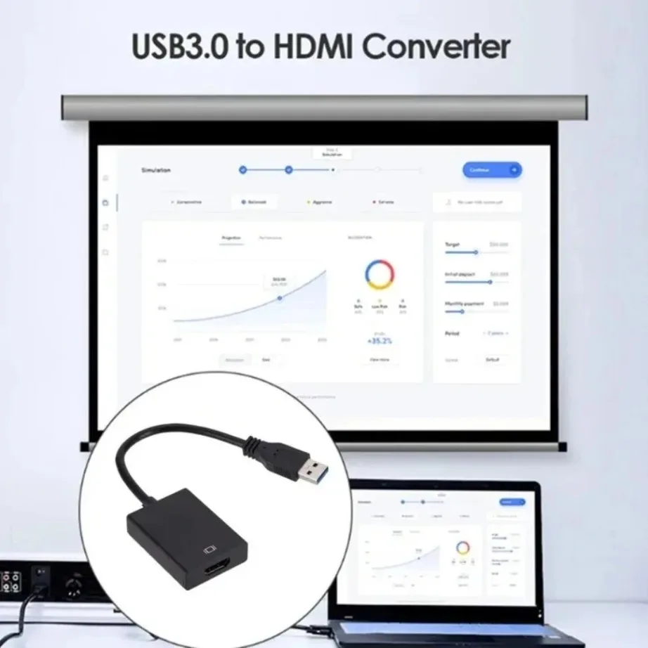 Enhanced USB to HDMI-Compatible Audio Video Converter Cable, HD 1080P