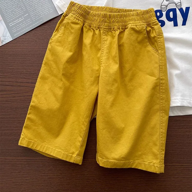 Summer Thin Children Cotton Shorts Solid Color Casual School Boys Beach Shorts
