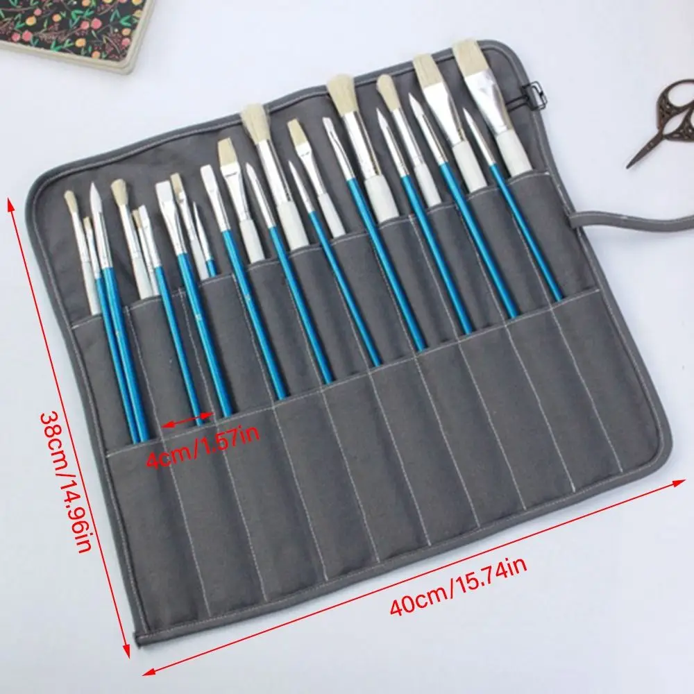 School Office Supplies Thick 20 Hole Roll Up Pouch Stationery Organizer Pen Bag Paint Brushes Bag Pen Case images - 6