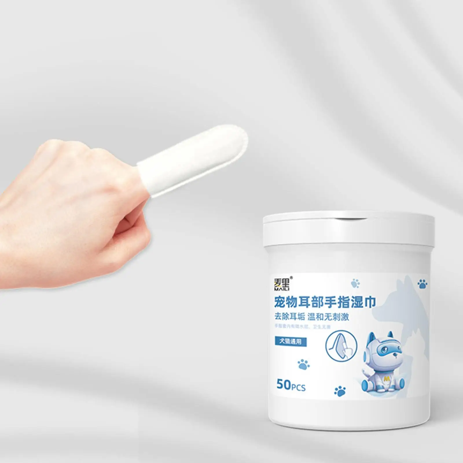 50Pcs Pet Dog Ear Finger Wipes Disposable Cat Eye Wipes Pads Soft Tear Stain Remover Puppy Wax Remover Pet Supplies Grooming pet cleaning wipes
