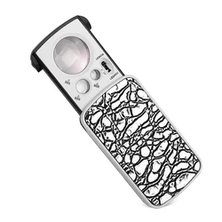 LED UV Jewelry Loupe Magnifier with 30X-90X Magnification for Gems, Stamps, Coins, and Antiques (Silver)