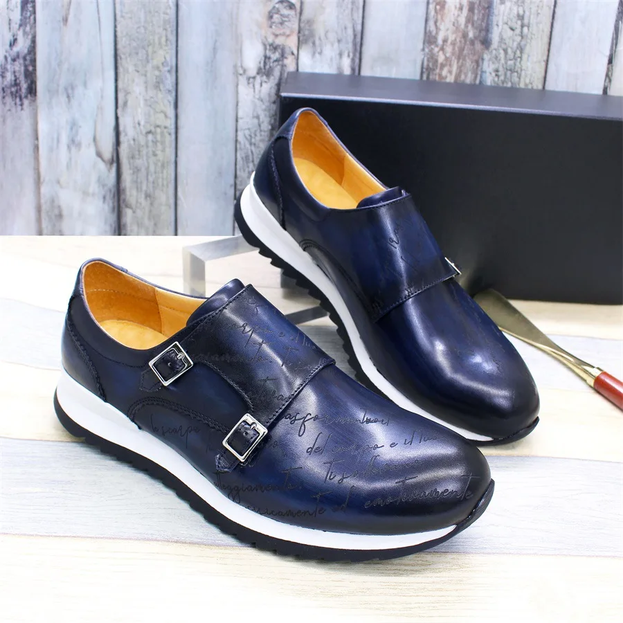 

New herren schuhen echtes leder chaussures classique homme blue shoe luxury men loafers