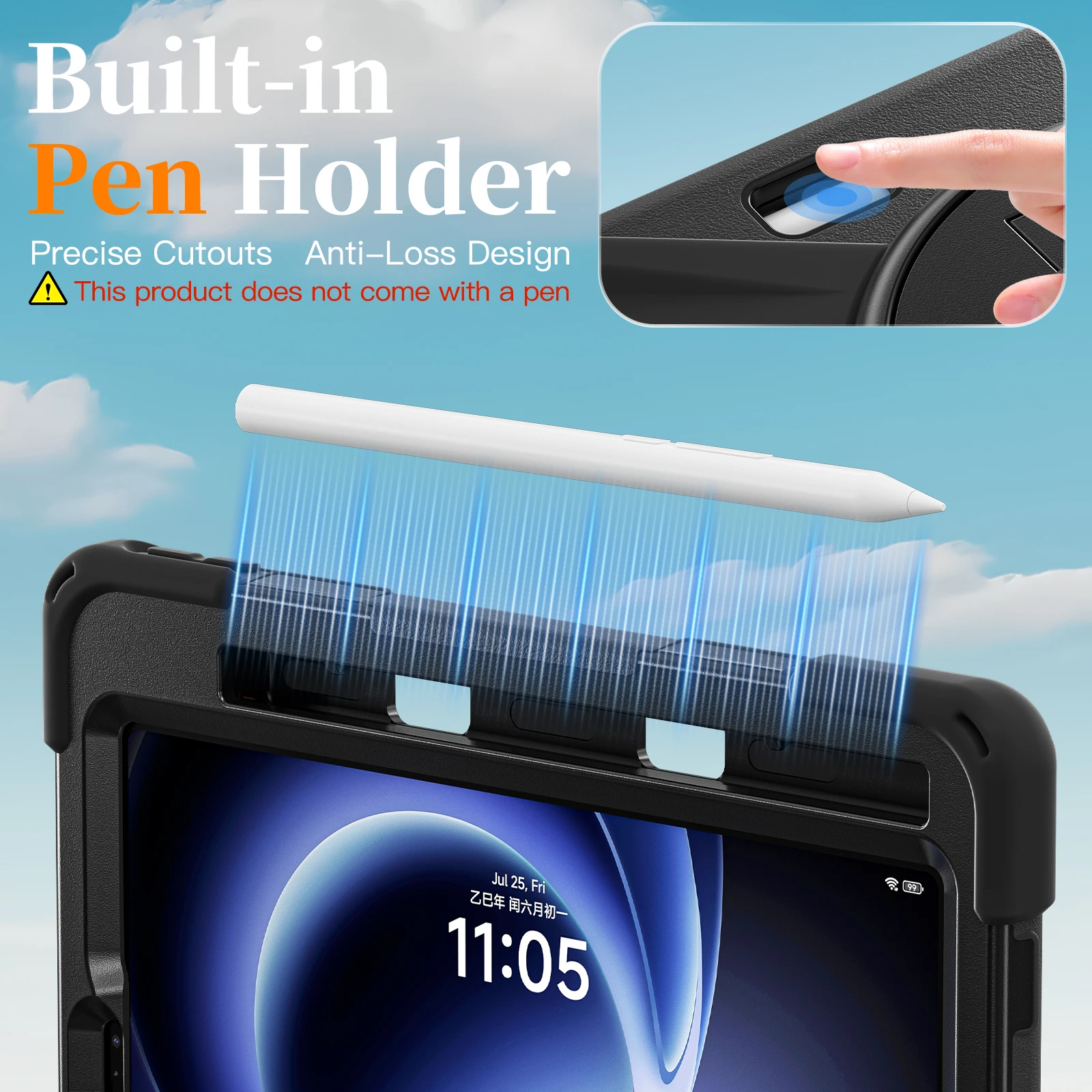 Enhanced 360° Rotating Rugged Tablet Case with Pen Holder