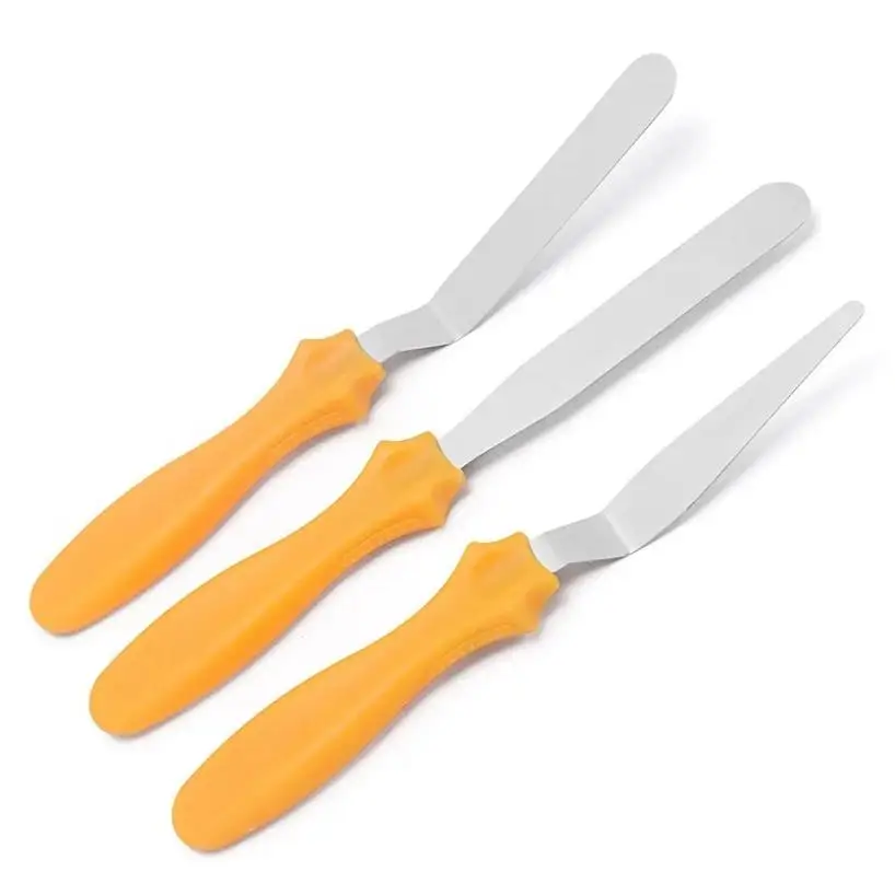3 Pcs/Set Cream Spatula Cake Stripper Scraper Stainless Steel Trowel Set Baking Tools