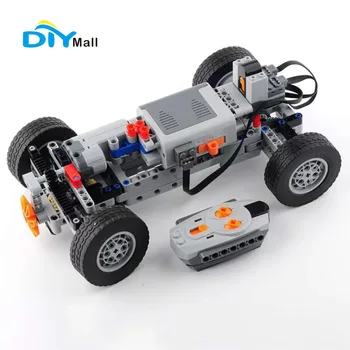 DIYmall 4WD Technical Car Chassis Bricks Kit with IR Remote Control/M Servo Motor/AA Battery Box for legoed MOC 1