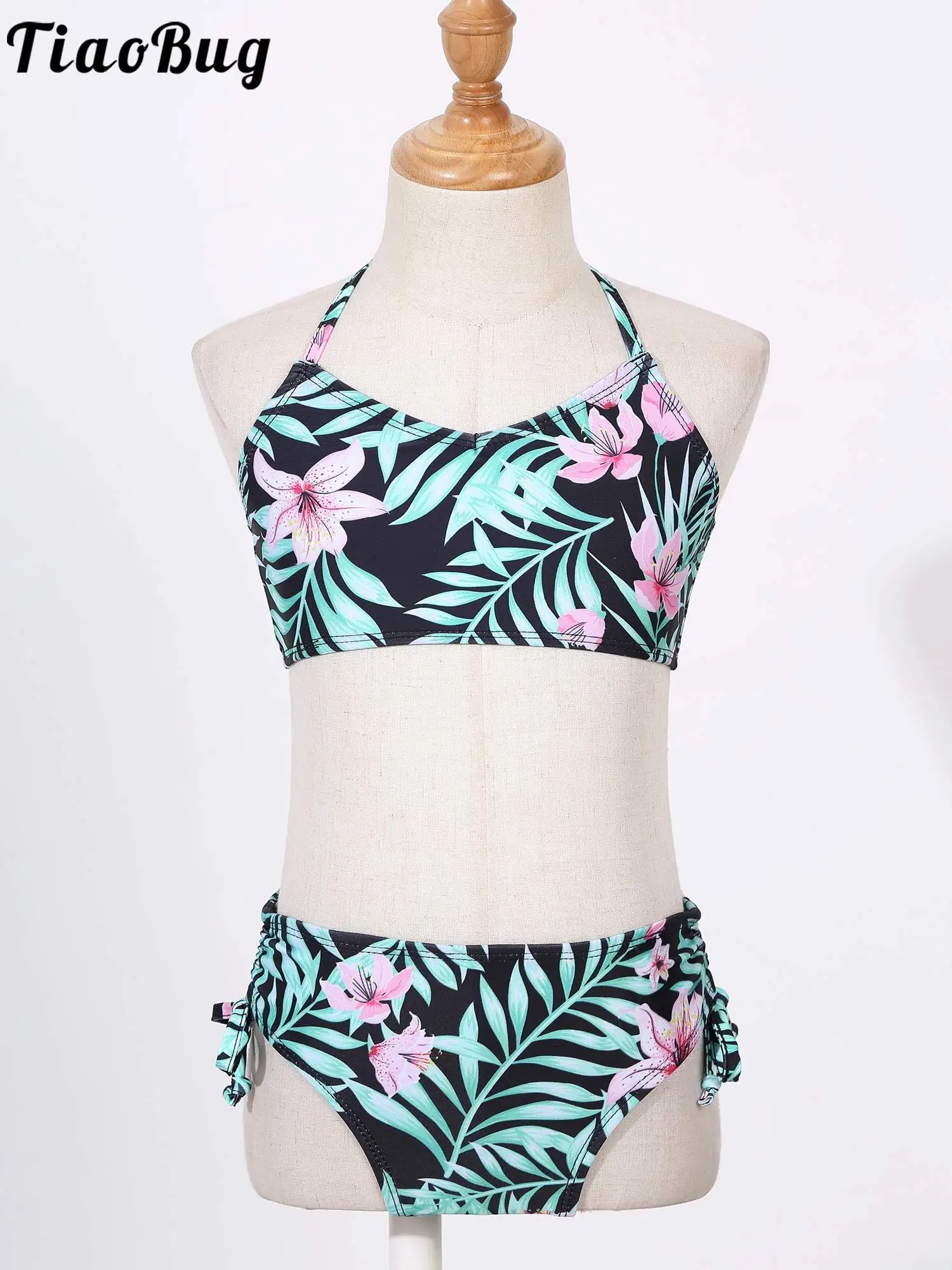 Gastvrijheid lexicon vragen Teenage Girls Bikini Set Sleeveless Floral Printed Tube Top With Ajustable  Shorts Two Pieces Swimsuit Kids Swimwear Bathing Suit - Swimwear -  AliExpress