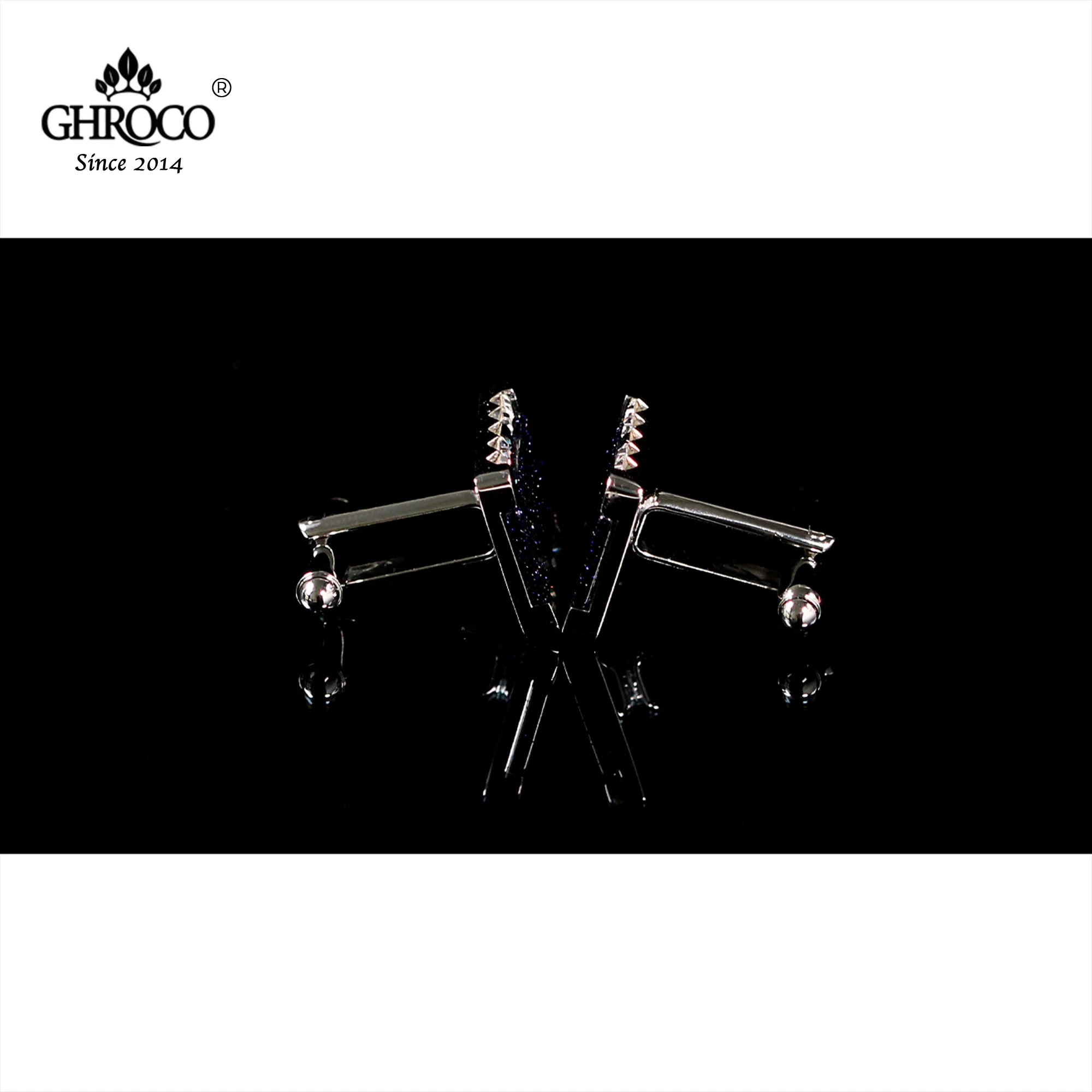 GHROCO High-Quality Exquisite Surface Inlaid Sandstone&Crystal Shirt Cufflinks Fashion Luxury Gift for Business Men and Wedding