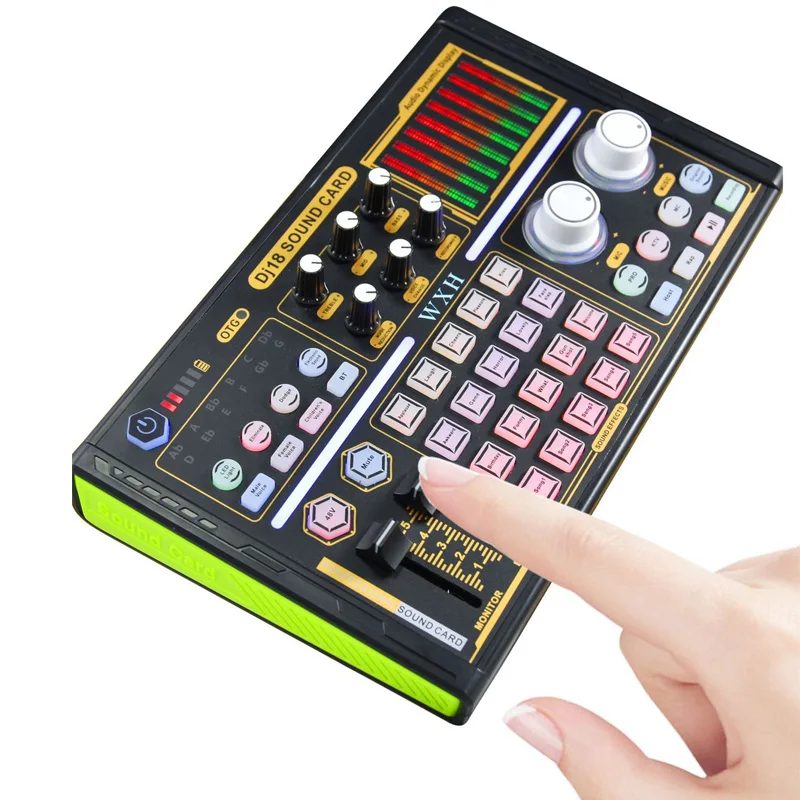 DJ18 Sound Card Studio Mixer with BM800 Microphone Noise Reduction