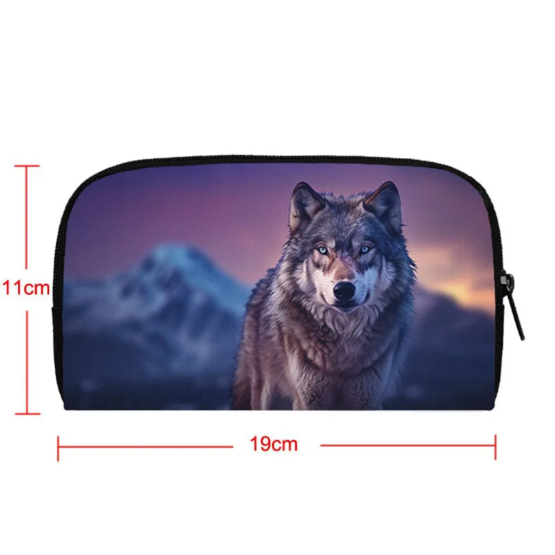 Fantasy Animal Wolf Wallets Magic Colorful Mysterious Wolf Purse Coin Bags Neon Galaxy Long Wallet Earphone Holder Storage Bag 2