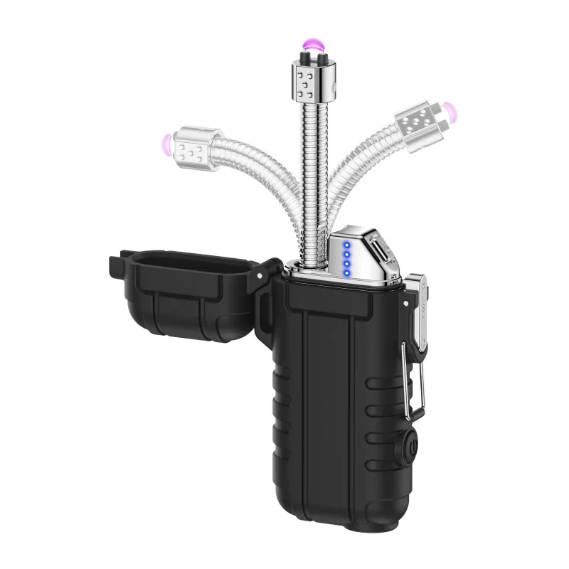 

Hot Selling Outdoor Waterproof Windproof Dual Arc Charging Lighter Type-C Fast Charging Retractable Portable Lighter