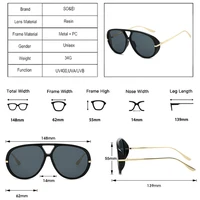 SO & EI Ins mode populaire Double ponts pilote femmes surdimensionné lunettes de soleil rétro couleur bonbon dégradé UV400 hommes Punk lunettes de soleil 6