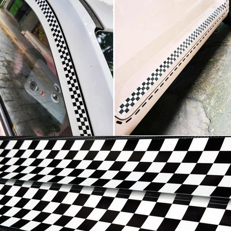 

1Pcs Black and White Squa Car Stickers Waterproof Checkered Vinyl Decal For Auto Motorcycle Body Glue Sticker Accessories