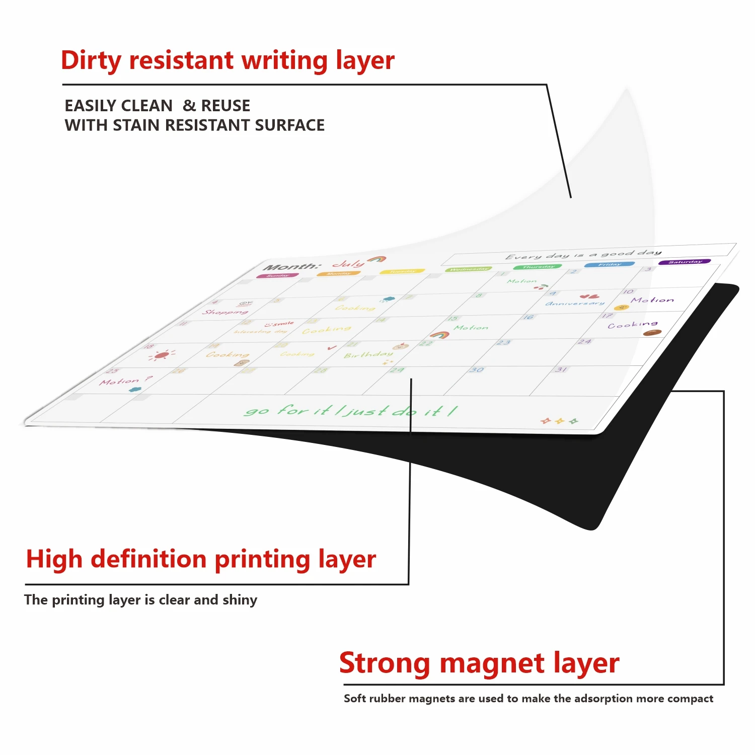 Magnetic Calendar For Fridge Monthly Weekly Planner Calendar Table Dry Erase Whiteboard Fridge Sticker Message Board Menu magnetic calendar