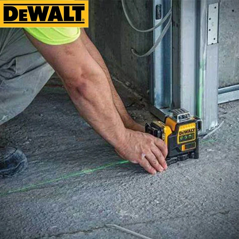 Dewalt 3 Sides*360 Degree Vertical 12 Lines Laser Level Horizontal Green Light Level Meter Outdoor For Dewalt 20V Battery