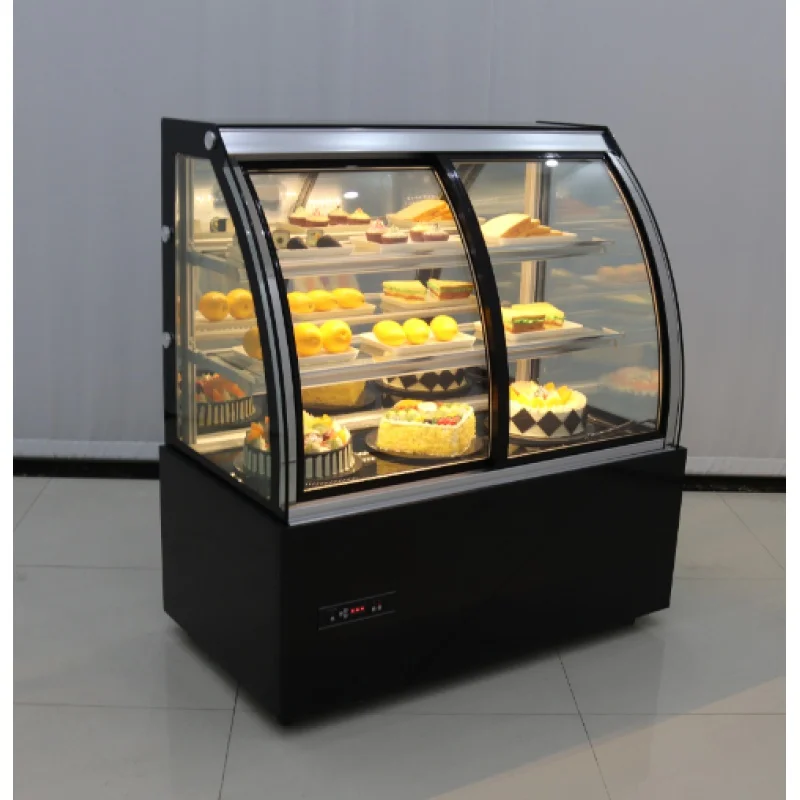 custom.0.9m 1.2m 1.5m 1.8m straight curved glass back open refrigerated cake display cases/bread bakery display /cake co