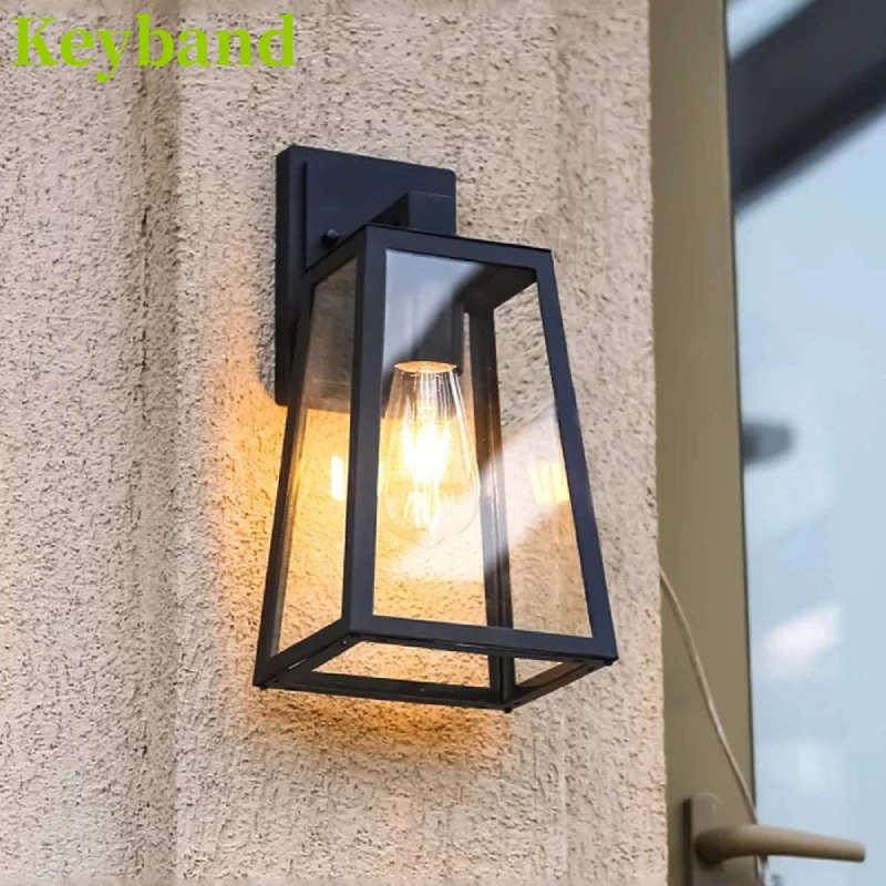 

Modern Outdoor LED Wall Light Waterproof IP65 Garden Landscape Lamp Iron Housing Glass Lampshade E27 Bulb Screw AC 100-240V