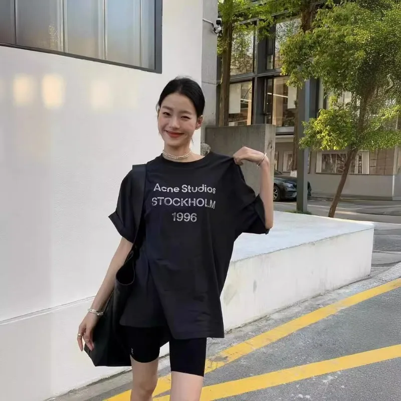 

2024 Summer Fashion Brand T-shirt Acne Letter Printed Round Neck Half Sleeved High-end Men's and Women's Top Short Sleeved