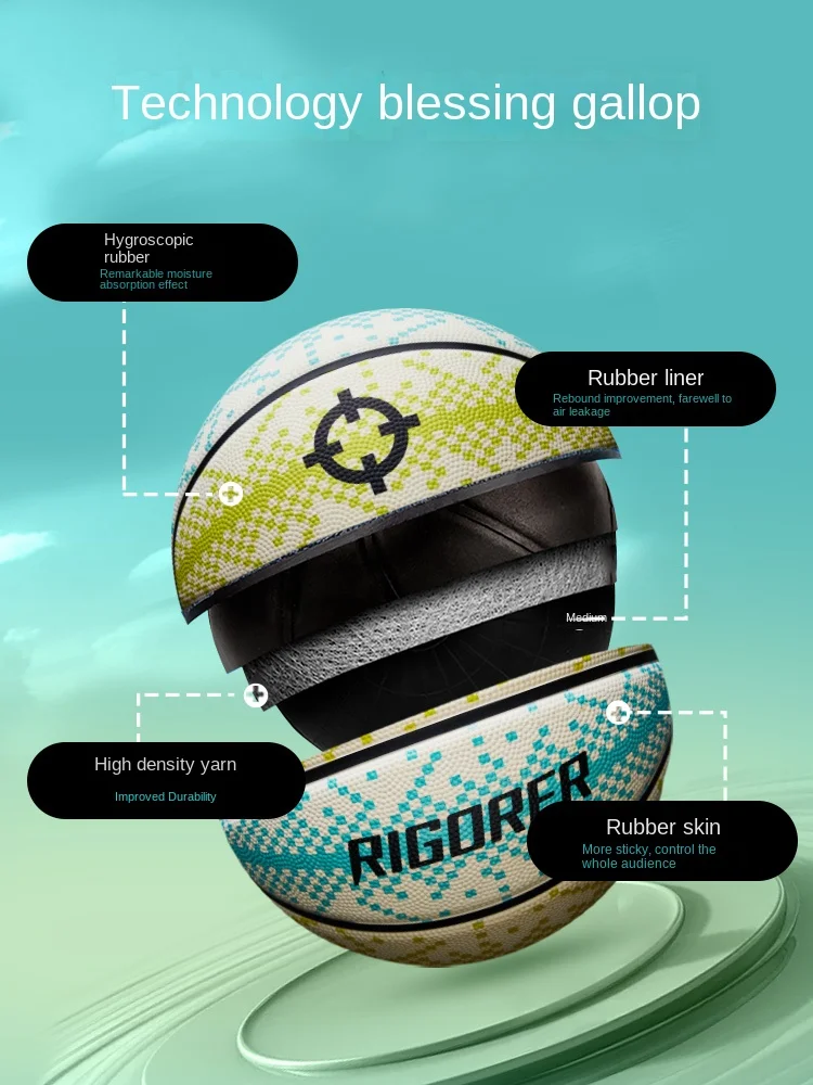 RIGORER Austin Reaves Basketball of the same style Rubber Basketball Size 7 Outdoor Sports Wild Ball Wear-resistant basketball