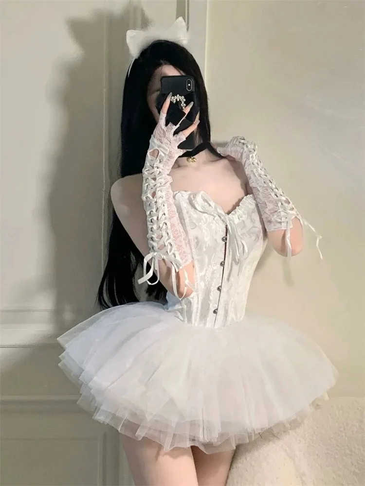 Cute Bunny Girl Cosplay Rabbit Costumes Women New Year Open Bra Crotch Sexy Women Lingerie Women Lingerie Set Women Cosplay Costume Erotic Bandage Bodysuit Plus Uniform