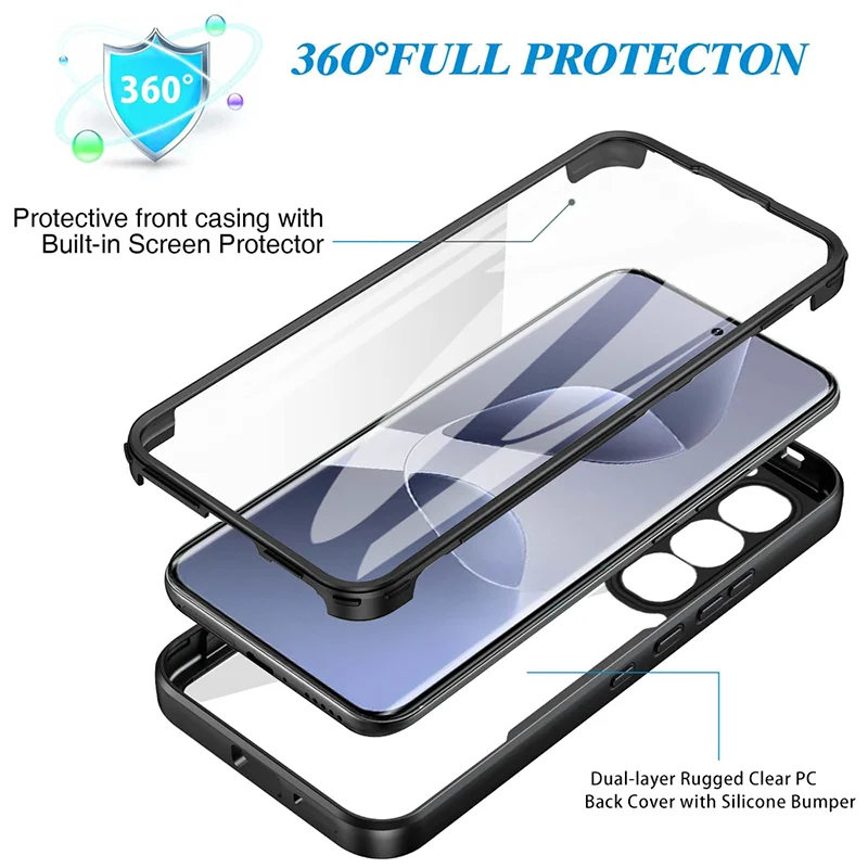 360° Full Protection Clear Shockproof Phone Case - Double Layer Design