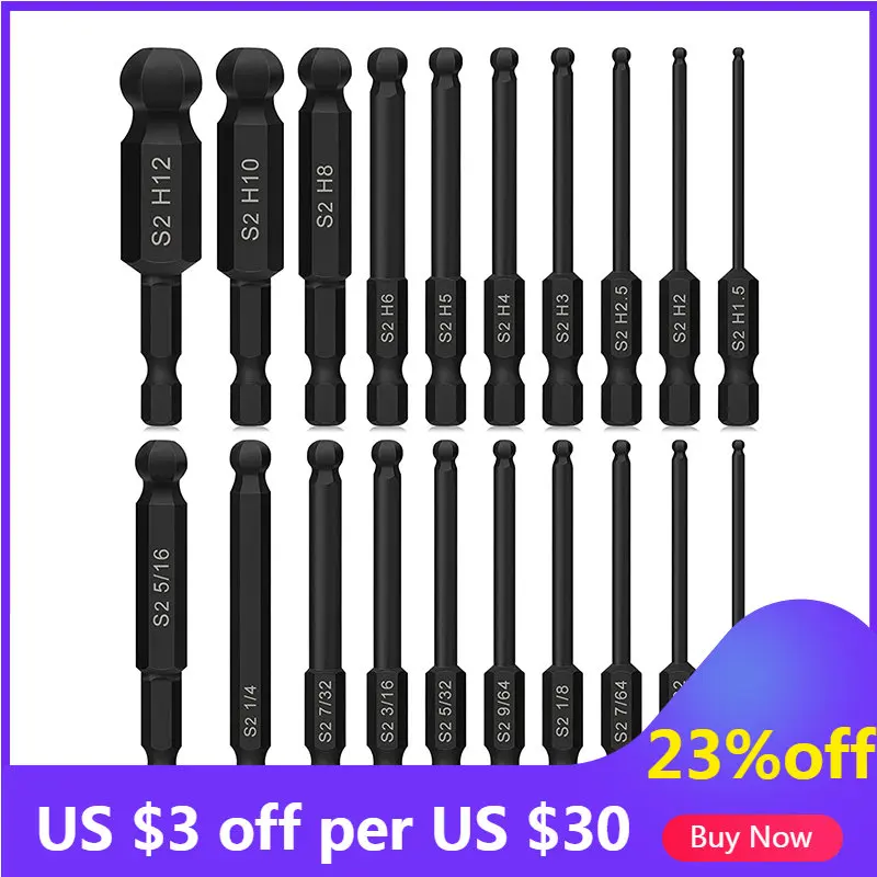 Ball End Hex Screwdriver Bit Sae Hex Head Allen Wrench Drill Bits