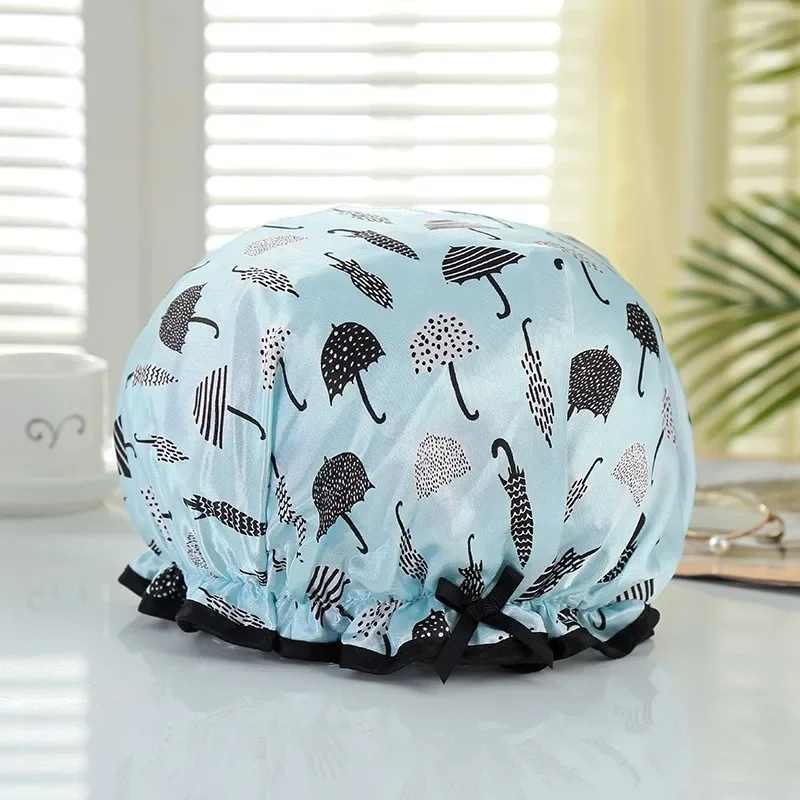 Double waterproof shower cap shampoo hair bath makeup head cover shower cap waterproof shower cap