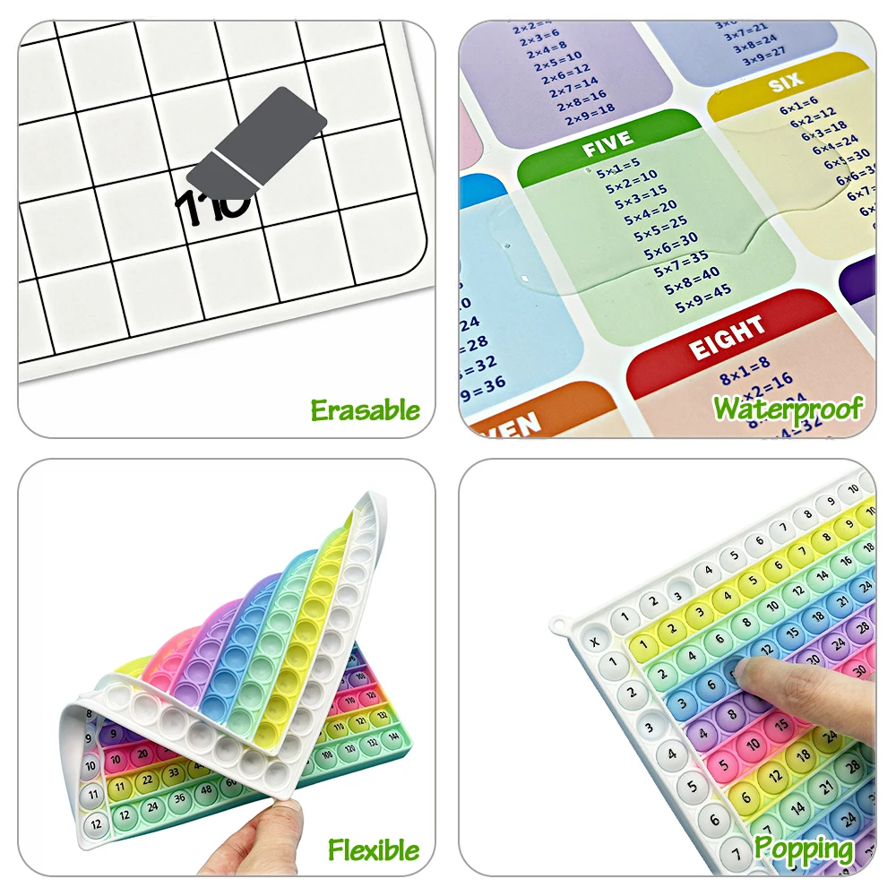 12x12 Multiplikation Mathe-Spiele Karteikarten-Set Löschbarer Stift Schreibtafel Lernspielzeug Wiederverwendbare Übungskarten für Kinder ab 3 Jahren – Detail 12