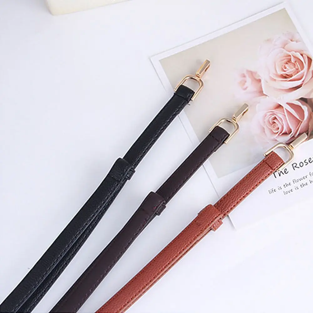 Adjustable PU Leather Ladies Dress Belts Skinny Thin Women Waist Belts Strap Gold Color Buckle Female All-match Waistband