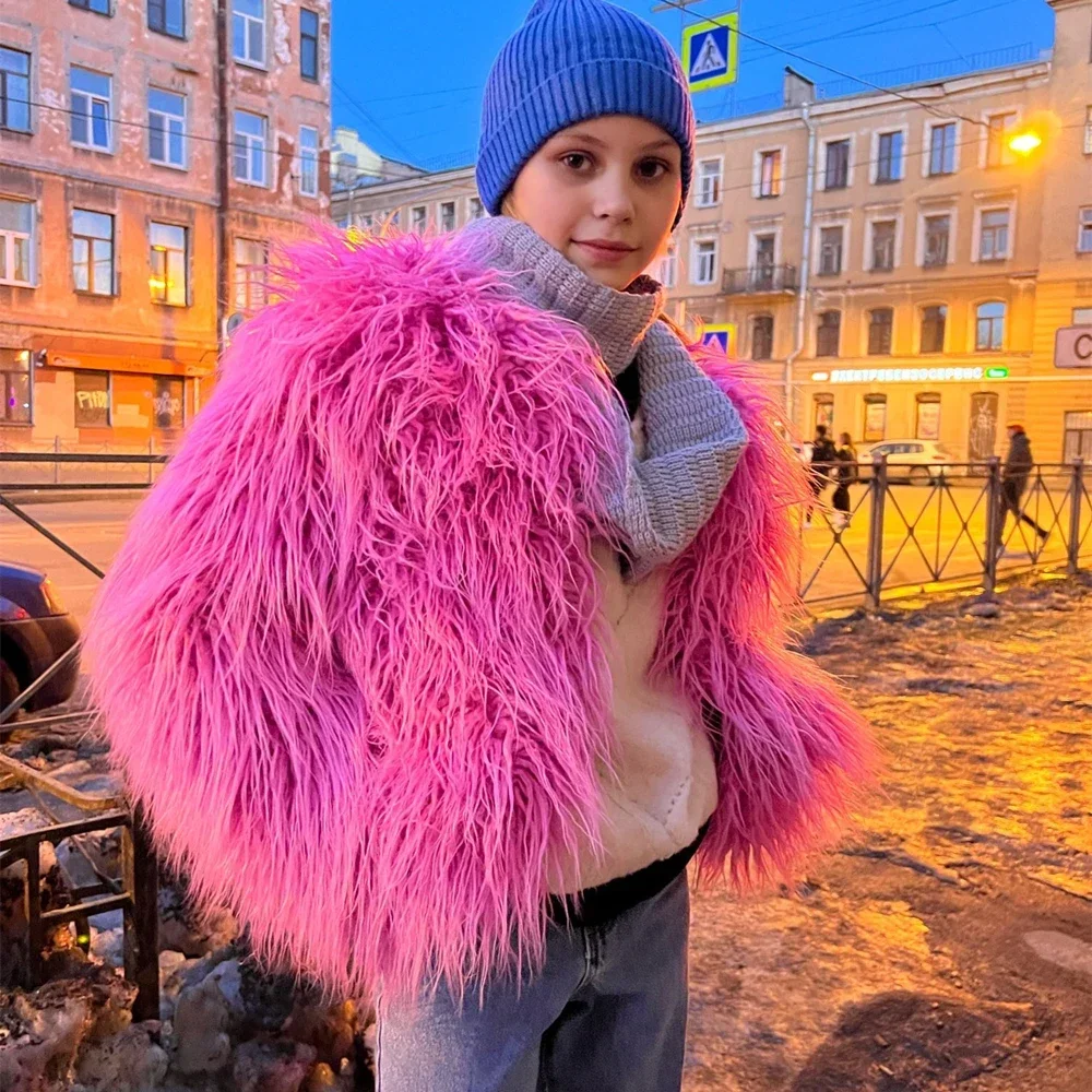 Hot Pink Faux Fur Coat