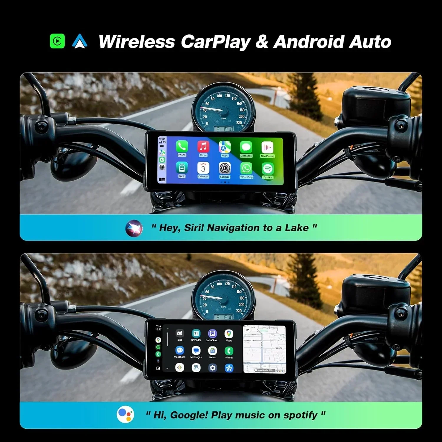 GPS Moto 7 Pouces Étanche Avec CarPlay, Caméras AV - Écran Tactile Navigation Moto