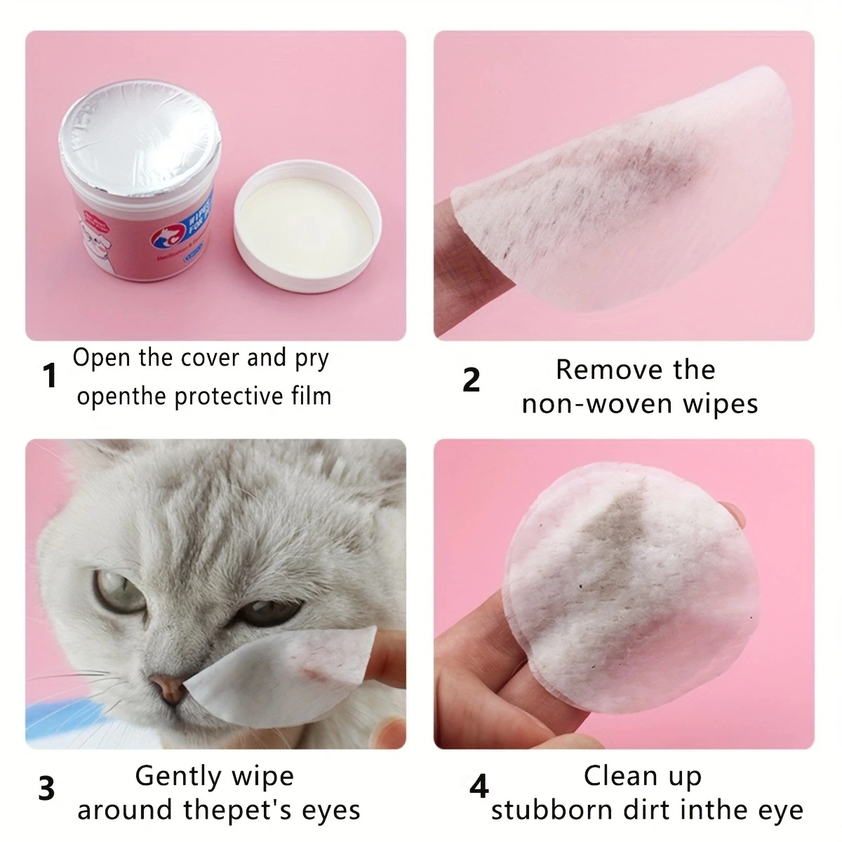 1 set-120 pieces of pet wipes pet cleaning wipes made of non-woven fabric material for cleaning eye stains Universal wet wipes for dogs and cats