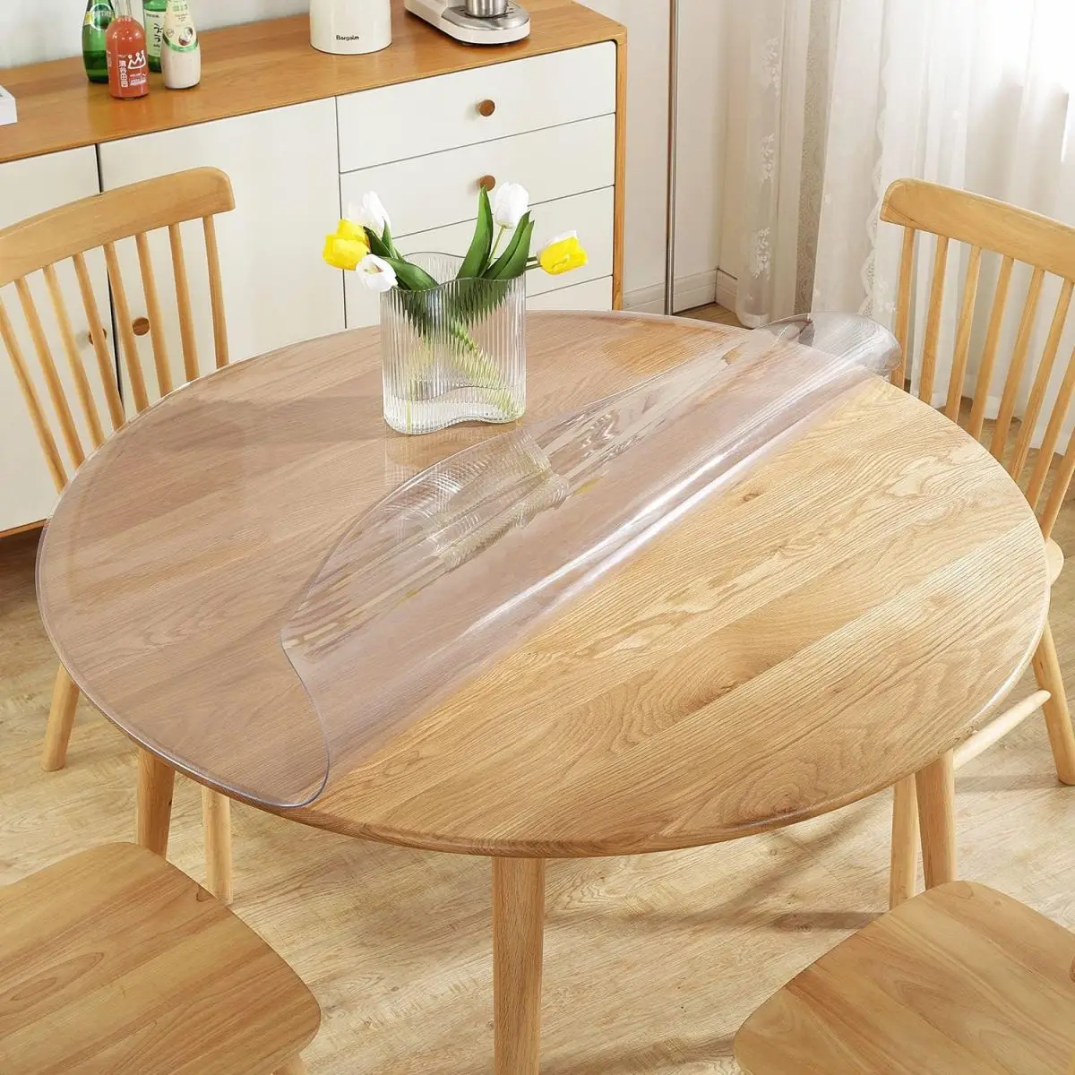 Soft Glass Tablecloth Transparent PVC Table Cloth Waterproof Oil Proof Kitchen Dining Rectangular Table Cover Matte Clear 5