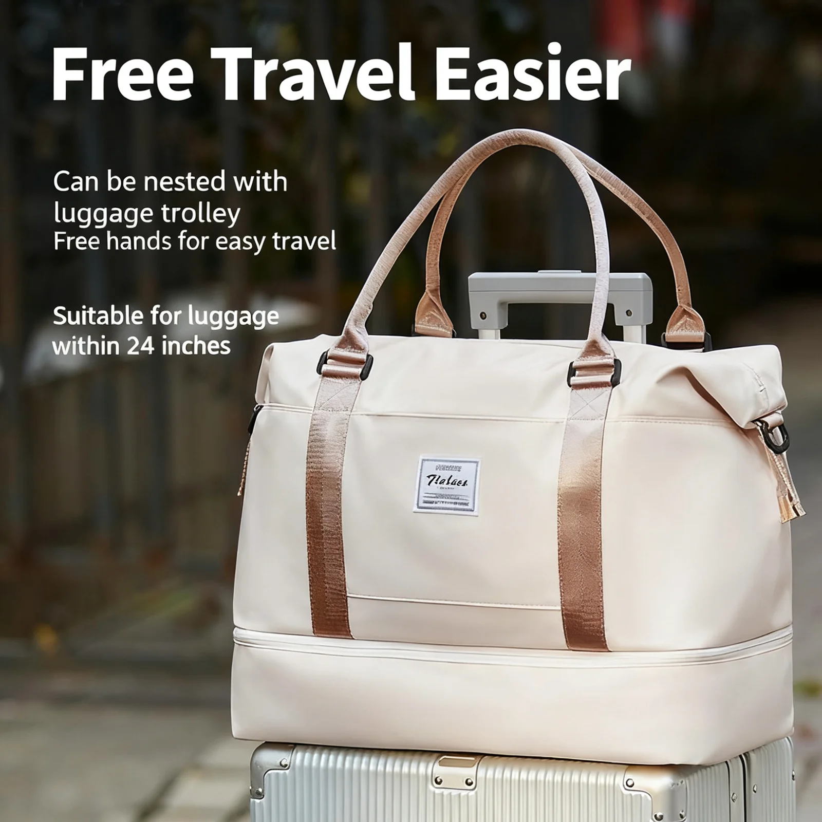 Borsa tote da viaggio, borsa leggera con scomparto per scarpe, borsa a tracolla a tracolla di grande capacità, borsa da viaggio da cabina, borsa sportiva