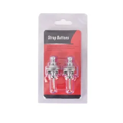 2-Piece Guitar Strap Lock Set with Button - Available in 3 Colors (Silver)