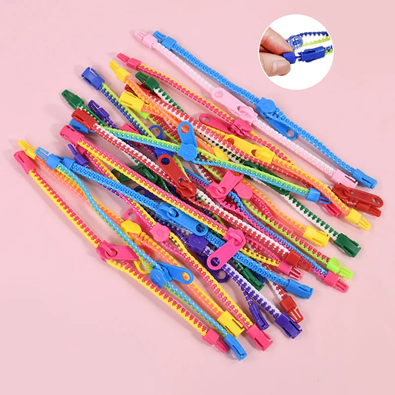 12/24Pcs Zipper Bracelets Kids Anti Stress Fidget Toys Birthday Party Favors Goodie Pinata Fillers Christmas Wedding Guests Gift