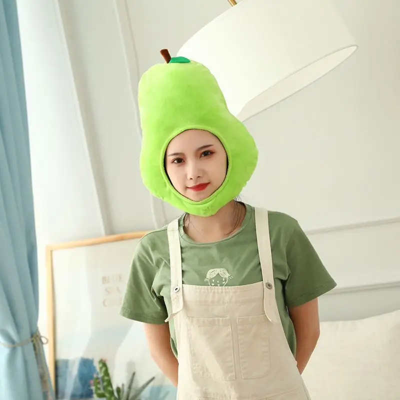 YESKIGU Kawaii Funny Plush Soft Hats Women Men Couples Shooting Tool Cute Sydney Avocado Festival Hat Halloween Party Warm Caps